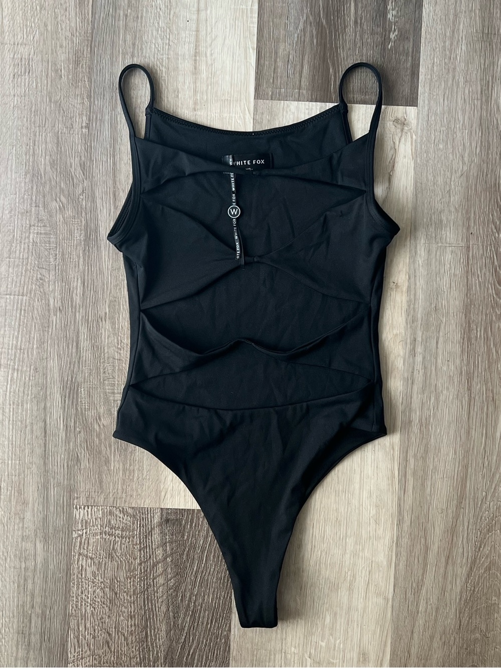 White Fox Black Cut-Out Black Bodysuit in size XS NWOT - Picture 2 of 11